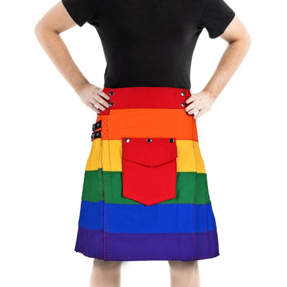 Men’s Hybrid Rainbow Utility Kilt  Scottish Cotton Kilt